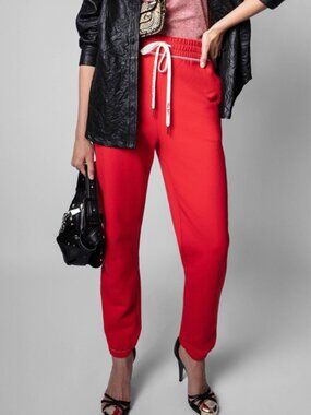 NWT $248 Zadig & Voltaire Sofia Red Sweat Jogger Track Pants SIZE XS, L